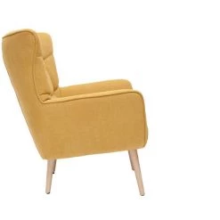 MILIBOO Fauteuil Scandinave Tissu Effet Velours Jaune Moutarde Et Hévéa Massif AVERY - Jaune Velours -France MILIBOO Soldes 2022 23731382 3