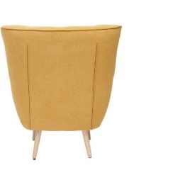 MILIBOO Fauteuil Scandinave Tissu Effet Velours Jaune Moutarde Et Hévéa Massif AVERY - Jaune Velours -France MILIBOO Soldes 2022 23731382 4
