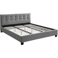 MILIBOO Lit King Size En Tissu Gris Capitonné 180 X 200 Cm MARQUISE - Gris -France MILIBOO Soldes 2022 23757972 3