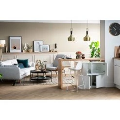 MILIBOO îlot - Table De Bar Modulable Avec Rangement Blanc Mat Et Chêne H91 Cm MAX - Blanc Mat -France MILIBOO Soldes 2022 24168003 5