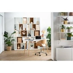 MILIBOO Bureau Scandinave Bois Et Blanc 2 Tiroirs L140 Cm OPUS - Bois Clair / Blanc -France MILIBOO Soldes 2022 24168006 5