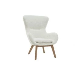 MILIBOO Fauteuil Scandinave Tissu Blanc Effet Peau De Mouton Et Bois ESKUA - Blanc Cassé -France MILIBOO Soldes 2022 24376131 2