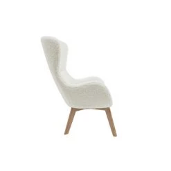 MILIBOO Fauteuil Scandinave Tissu Blanc Effet Peau De Mouton Et Bois ESKUA - Blanc Cassé -France MILIBOO Soldes 2022 24376131 3