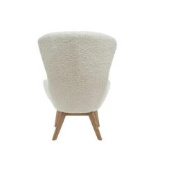 MILIBOO Fauteuil Scandinave Tissu Blanc Effet Peau De Mouton Et Bois ESKUA - Blanc Cassé -France MILIBOO Soldes 2022 24376131 4