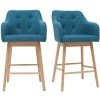 MILIBOO Tabourets De Bar Scandinaves Bleu Canard Et Bois H65 Cm (lot De 2) BALTIK - Bleu Canard -France MILIBOO Soldes 2022 24676762 1