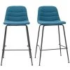 MILIBOO Tabourets De Bar Tissu Et Métal Bleu Canard 65 Cm (lot De 2) SAURY - Bleu Canard -France MILIBOO Soldes 2022 24715967 1