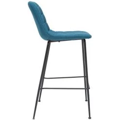 MILIBOO Tabourets De Bar Tissu Et Métal Bleu Canard 65 Cm (lot De 2) SAURY - Bleu Canard -France MILIBOO Soldes 2022 24715967 4