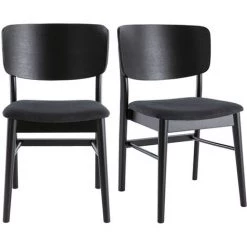 MILIBOO Chaises En Bois Noir Et Tissu Gris Foncé (lot De 2) SHELDON - Noir