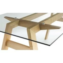 MILIBOO Table à Manger Design En Verre Transparent Et Bois L160 Cm BACCO - Transparent -France MILIBOO Soldes 2022 25712345 4