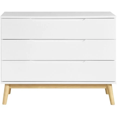 MILIBOO Commode Scandinave Blanc Et Bois 3 Tiroirs FELIX - Blanc 3 MILIBOO Commode Scandinave Blanc Et Bois 3 Tiroirs FELIX - Blanc