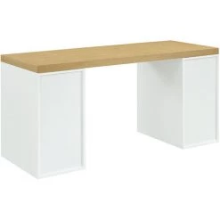 MILIBOO Bureau Scandinave Avec Tiroir Et Caisson Fermé Blancs RACKEL - Naturel -France MILIBOO Soldes 2022 25993694 4