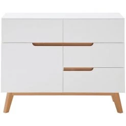 MILIBOO Buffet Scandinave Haut Blanc Mat Et Chêne SKIVE - Blanc Mat