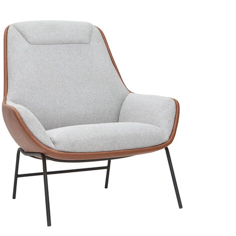 MILIBOO Fauteuil Design Marron Avec Tissu Effet Velours Texturé Gris MARCEAU - Gris Clair Velours 4 MILIBOO Fauteuil Design Marron Avec Tissu Effet Velours Texturé Gris MARCEAU - Gris Clair Velours – Image 2