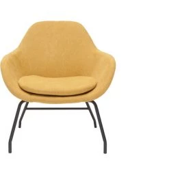MILIBOO Fauteuil En Tissu Effet Velours Jaune Moutarde MAYNE - Jaune Velours