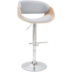 MILIBOO Tabouret De Bar Design Réglable En Tissu Gris Et Bois Clair BENT - Gris Clair -France MILIBOO Soldes 2022 26931408 2