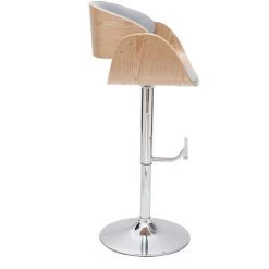 MILIBOO Tabouret De Bar Design Réglable En Tissu Gris Et Bois Clair BENT - Gris Clair -France MILIBOO Soldes 2022 26931408 3