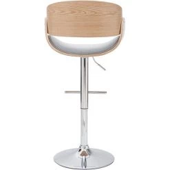 MILIBOO Tabouret De Bar Design Réglable En Tissu Gris Et Bois Clair BENT - Gris Clair -France MILIBOO Soldes 2022 26931408 4