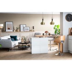 MILIBOO Tabouret De Bar Design Réglable En Tissu Gris Et Bois Clair BENT - Gris Clair -France MILIBOO Soldes 2022 26931408 5