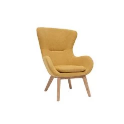 MILIBOO Fauteuil Scandinave Tissu Effet Velours Jaune Moutarde Et Bois ESKUA - Jaune Velours -France MILIBOO Soldes 2022 27128599 2