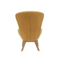 MILIBOO Fauteuil Scandinave Tissu Effet Velours Jaune Moutarde Et Bois ESKUA - Jaune Velours -France MILIBOO Soldes 2022 27128599 4