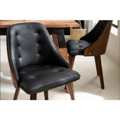 MILIBOO Chaise Design Bimatière Noir Et Bois Foncé FLUFFY - Noyer / Noir Mat -France MILIBOO Soldes 2022 27824307 5