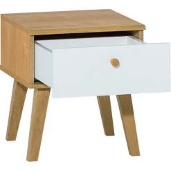 MILIBOO Table De Chevet Scandinave 1 Tiroir Blanc Et Chêne MAHE - Bois Clair / Blanc -France MILIBOO Soldes 2022 27961409 3