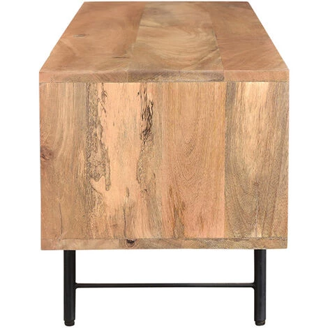 MILIBOO Meuble TV En Manguier Massif Avec Portes En Relief L120 Cm AGRA - Naturel 6 MILIBOO Meuble TV En Manguier Massif Avec Portes En Relief L120 Cm AGRA - Naturel – Image 4