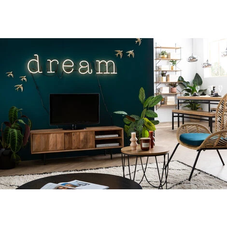 MILIBOO Meuble TV En Manguier Massif Avec Portes En Relief L120 Cm AGRA - Naturel 7 MILIBOO Meuble TV En Manguier Massif Avec Portes En Relief L120 Cm AGRA - Naturel – Image 5