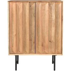 MILIBOO Buffet Haut En Manguier Massif Avec Portes En Relief L70 Cm AGRA - Naturel