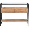 MILIBOO Console Avec Plateau Verre Et 2 Tiroirs En Manguier Massif L100 Cm SITA - Naturel -France MILIBOO Soldes 2022 28194443 1