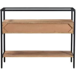 MILIBOO Console Avec Plateau Verre Et 2 Tiroirs En Manguier Massif L100 Cm SITA - Naturel -France MILIBOO Soldes 2022 28194443 4