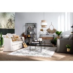 MILIBOO Console Avec Plateau Verre Et 2 Tiroirs En Manguier Massif L100 Cm SITA - Naturel -France MILIBOO Soldes 2022 28194443 5