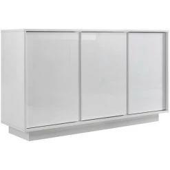 MILIBOO Buffet Design 3 Portes Blanc Laqué Brillant L138 Cm COMO - Blanc Laqué