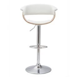 MILIBOO Tabouret De Bar Design Réglable Blanc Et Bois Clair OKTAV - Bois Clair / Blanc