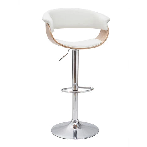 MILIBOO Tabouret De Bar Design Réglable Blanc Et Bois Clair OKTAV - Bois Clair / Blanc 4 MILIBOO Tabouret De Bar Design Réglable Blanc Et Bois Clair OKTAV - Bois Clair / Blanc – Image 2