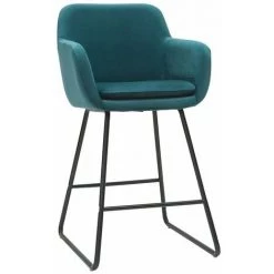 MILIBOO Tabourets De Bar En Velours Bleu Pétrole H65 Cm (lot De 2) AMIKA - Bleu Canard Velours -France MILIBOO Soldes 2022 28420902 3