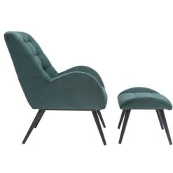 MILIBOO Fauteuil Et Repose-pieds Design En Velours Côtelé Vert ZOE - Vert Velours -France MILIBOO Soldes 2022 28557345 3