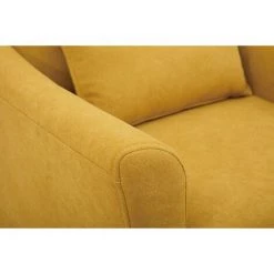 MILIBOO Fauteuil Scandinave Effet Velours Jaune Moutarde Et Hévéa Massif KATE - Jaune Velours -France MILIBOO Soldes 2022 28908100 4