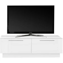 MILIBOO Meuble TV Design Avec Tiroir Et Rangement Blanc Brillant L138 Cm ETERNEL - Blanc