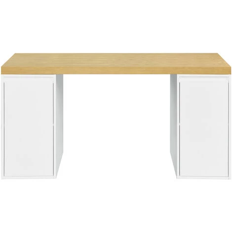 MILIBOO Bureau Scandinave Avec 2 Caissons Fermés Blancs RACKEL - Naturel 3 MILIBOO Bureau Scandinave Avec 2 Caissons Fermés Blancs RACKEL - Naturel