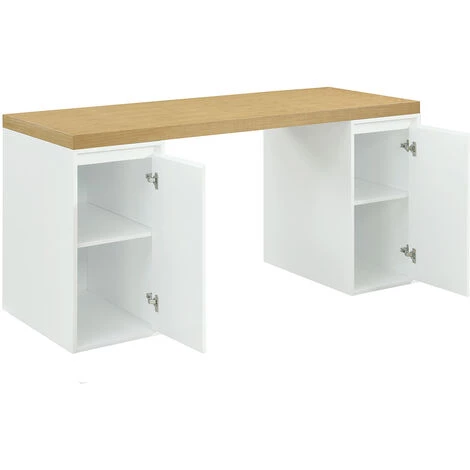 MILIBOO Bureau Scandinave Avec 2 Caissons Fermés Blancs RACKEL - Naturel 4 MILIBOO Bureau Scandinave Avec 2 Caissons Fermés Blancs RACKEL - Naturel – Image 2