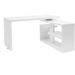 MILIBOO Bureau Design Pivotant Laqué Blanc Brillant L147-217 Cm HALTON - Blanc Laqué -France MILIBOO Soldes 2022 29433356 3