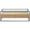 MILIBOO Table Basse Design Avec Plateau Verre Et Tiroirs Bois Rectangulaire FINN - Chêne Clair -France MILIBOO Soldes 2022 29433361 1