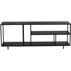 MILIBOO Étagère Basse Meuble TV Design En Métal Noir L160 Cm KARL - Noir
