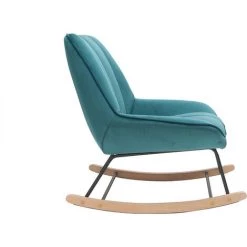 MILIBOO Rocking Chair Design En Velours Bleu Pétrole BILLIE - Bleu Canard Velours -France MILIBOO Soldes 2022 30055076 3