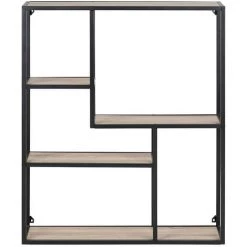MILIBOO Étagère Murale Industrielle Métal Et Bois TRESCA - Bois Clair / Noir