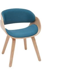 MILIBOO Chaise Design Tissu Bleu Canard Et Bois Clair BENT - Bleu Canard -France MILIBOO Soldes 2022 30279045 2