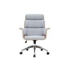 MILIBOO Fauteuil De Bureau Design En Tissu Gris Et Bois Clair ELON - Gris Clair