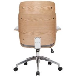 MILIBOO Fauteuil De Bureau Design En Tissu Gris Et Bois Clair ELON - Gris Clair -France MILIBOO Soldes 2022 30279056 4