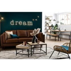 MILIBOO Tables Basses Gigognes Carrées En Manguier Massif Et Métal (lot De 2) RACK - Bois Clair / Noir -France MILIBOO Soldes 2022 30347627 5